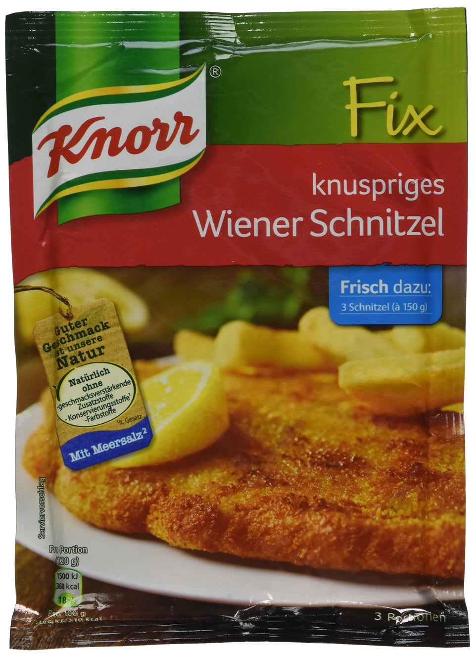 Knorr Fix Crispy Wiener Schnitzel pack of 4 with spice mix for golden, crispy results.