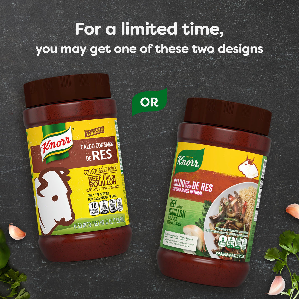 Knorr granulated beef bouillon ingredient list closeup highlighting natural flavors for versatile seasoning