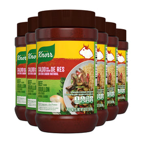 Knorr granulated beef bouillon pack of six, front view for quick flavor boosts