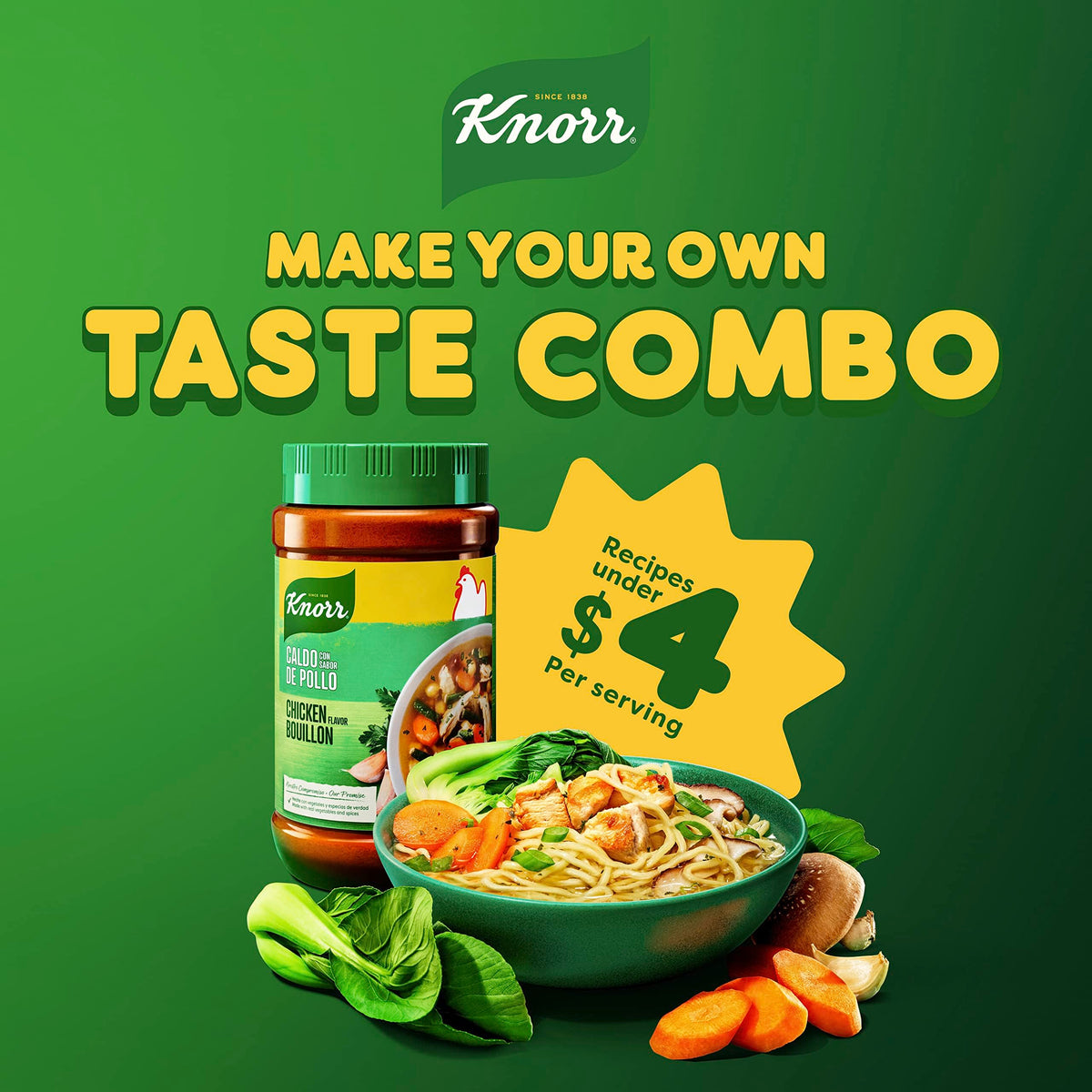 Knorr Granulated Bouillon Tomato Chicken ready-to-use dish highlights convenient flavor boost