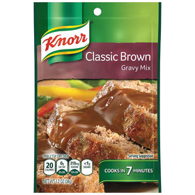 Knorr Gravy Mix Classic Brown packets for quick, rich gravy with weeknight convenience.