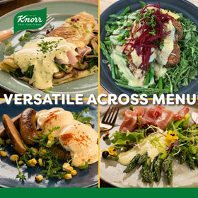 Knorr Hollandaise butter-melt highlights creamy texture for perfect emulsions.