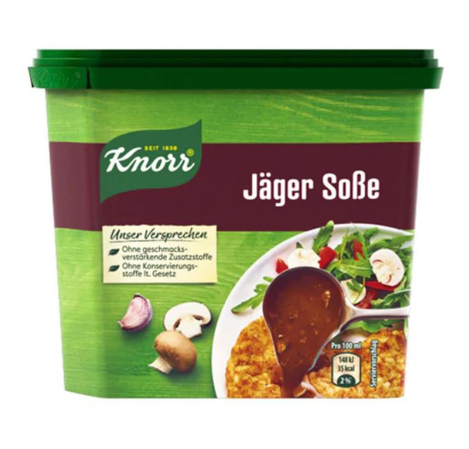 Knorr Jaeger Sosse 184g packaging showing ready-to-use hunter sauce for meals