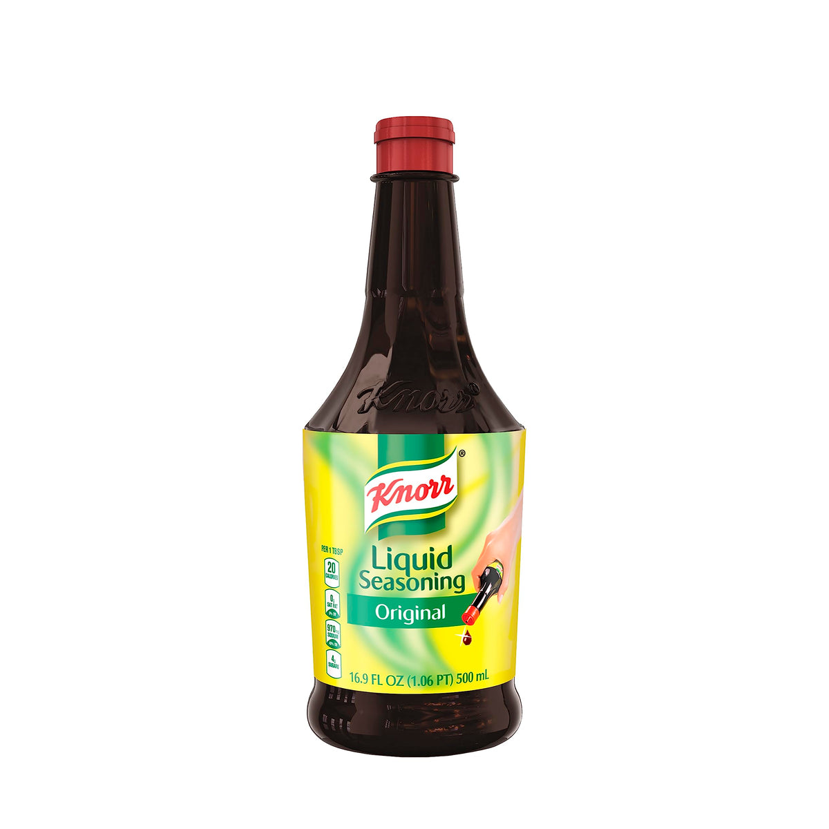 Close-up of Knorr Liquid Seasoning Original label showing 500 ml.