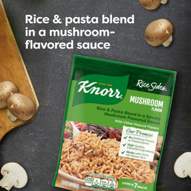 Knorr Mushroom Flavor Rice Sides cooking pot image, quick 7-minute dinner solution.