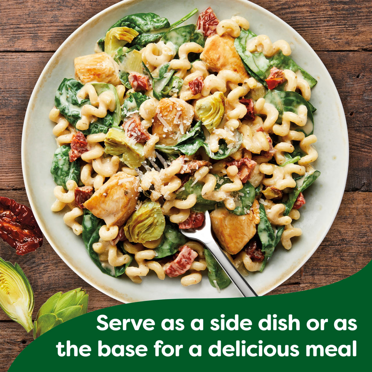 Clever kitchen scene with Knorr Creamy Garlic Pasta Sides on the counter.