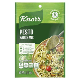 Knorr Pesto Sauce Mix atop a pasta dish for quick weeknight flavor.