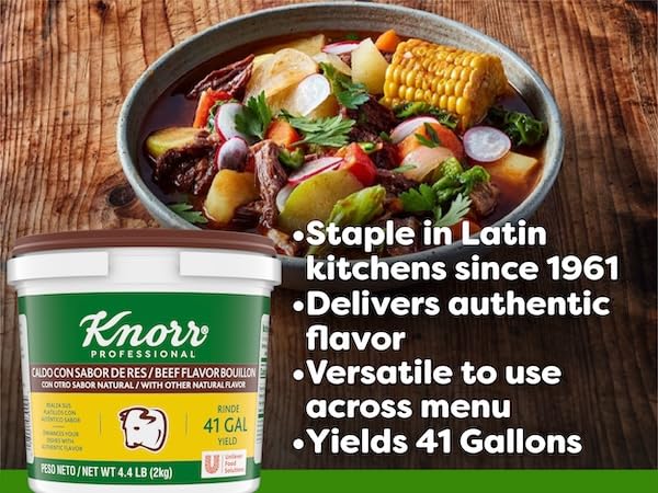 Knorr Professional beef bouillon simmering in a pot creates rich stock