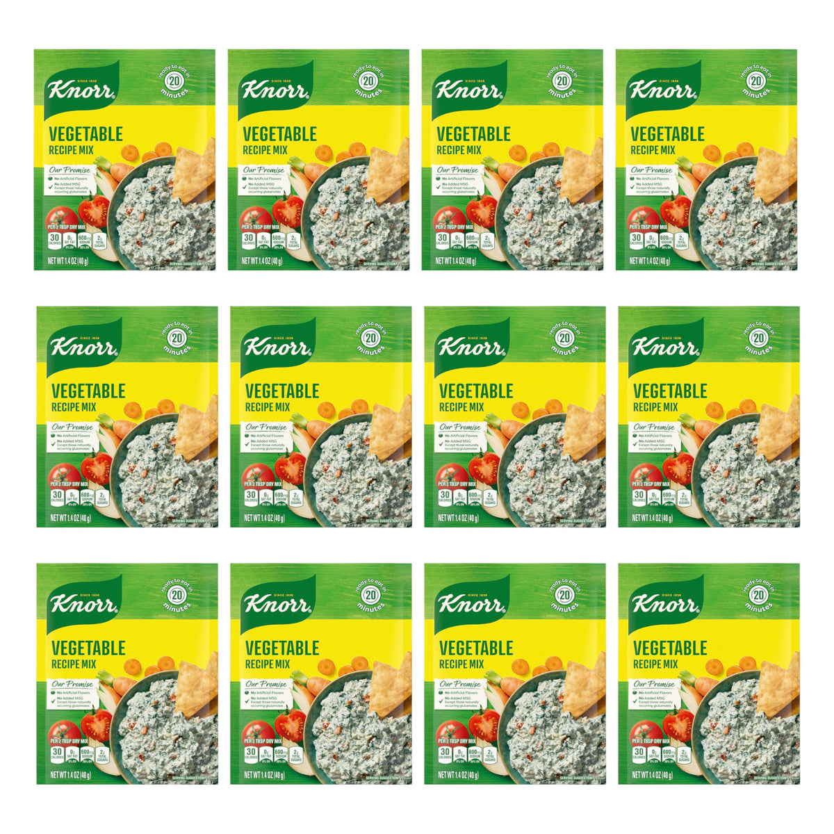 Knorr Recipe Mix Vegetable packaging shows a versatile pantry staple for soups and dips.