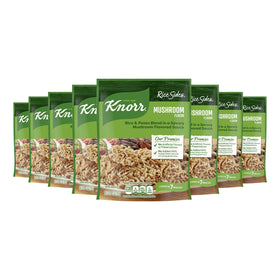 Knorr Rice Sides Mushroom Rice packaging shows quick weeknight meal idea.