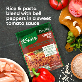 Knorr Rice Sides Spanish Rice tomato-sauce-swirl elevates side dishes with vibrant flavor.