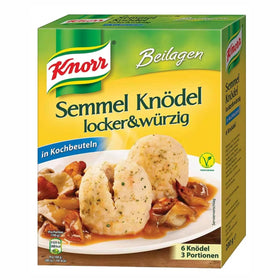 Knorr Semmelknodel packaging closeup showing easy single-serving design.