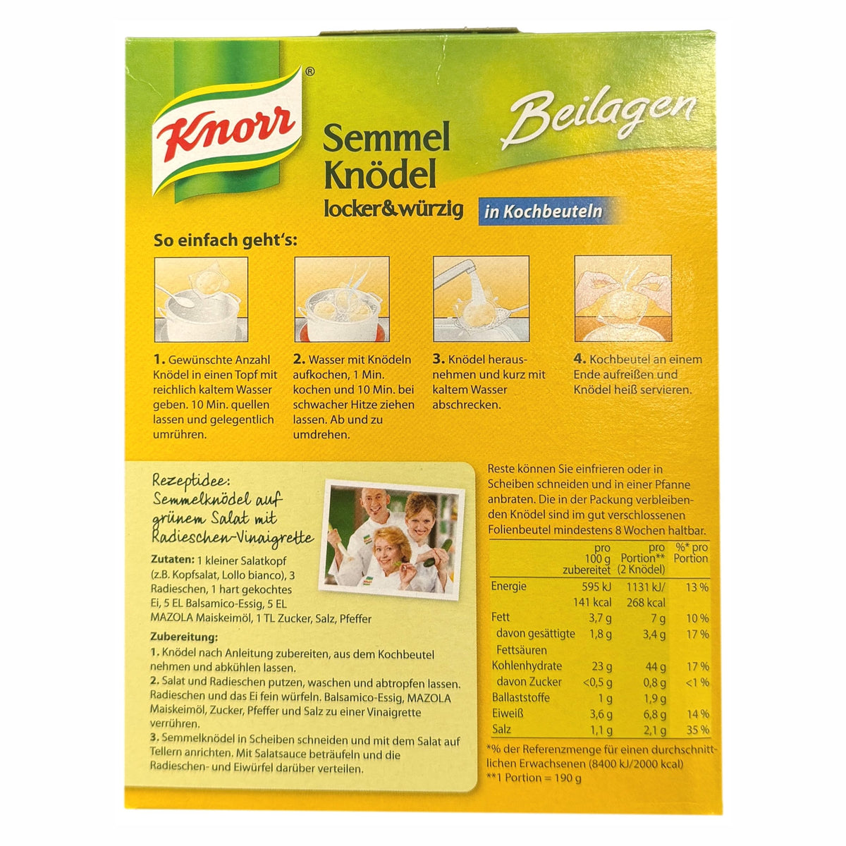 Knorr Semmelknodel soaking in cold water for prep.