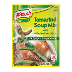 Knorr Tamarind Soup Mix sachets close-up highlighting ready-to-prepare mix.