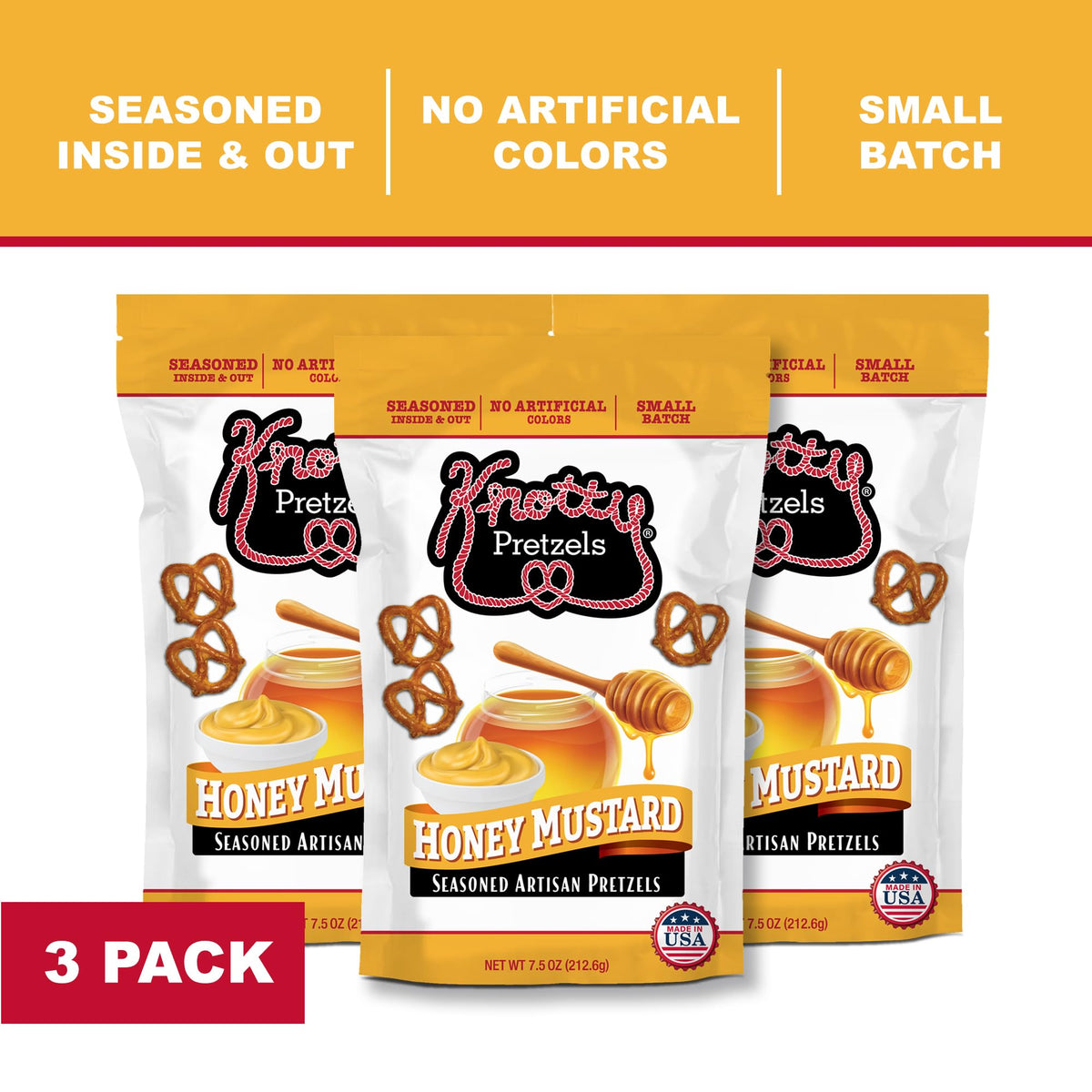 Knotty Pretzels Honey Mustard beer-pairing idea with your favorite brew.