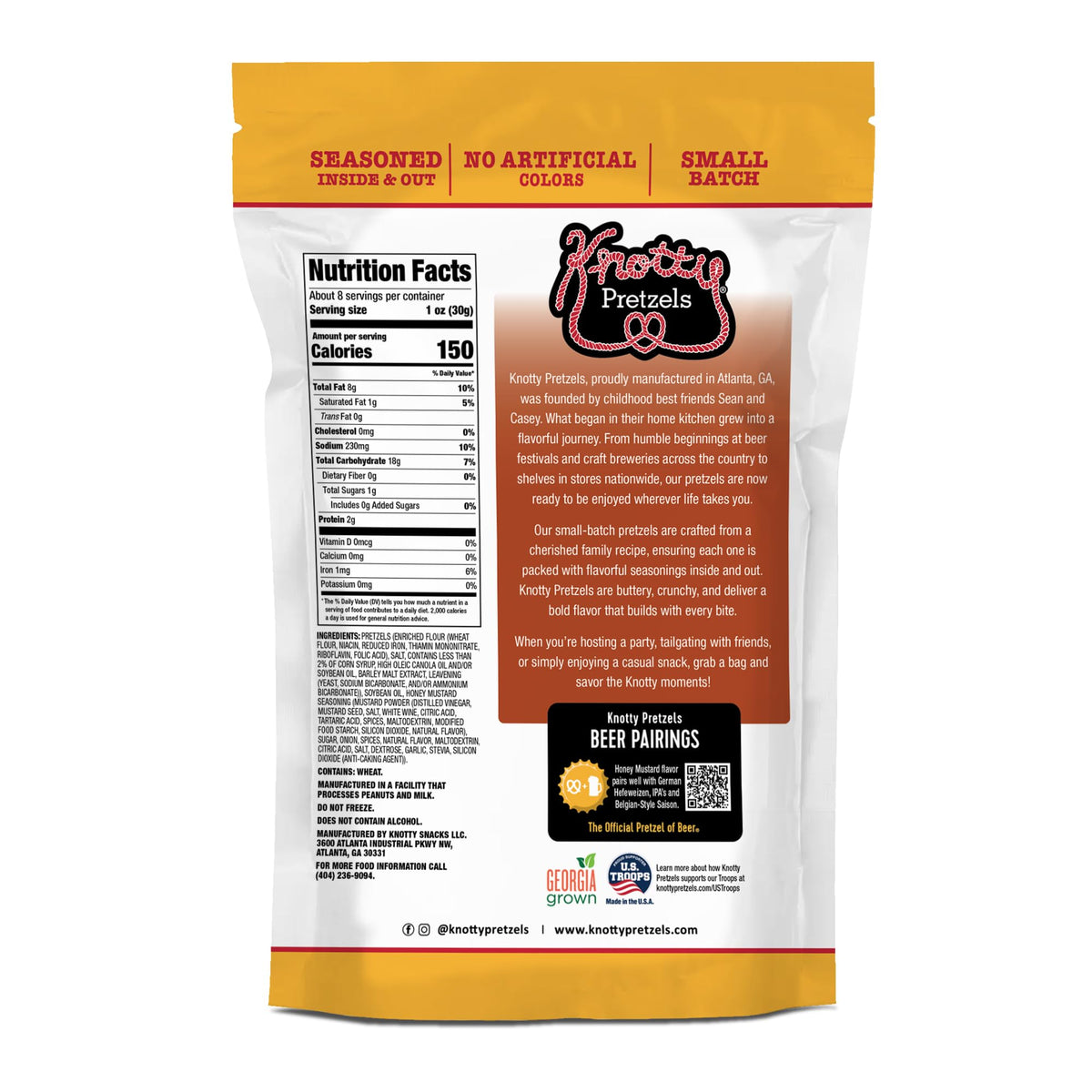Knotty Pretzels Honey Mustard snack-bags maintain freshness for group gatherings.