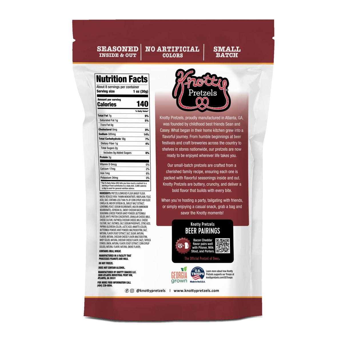 Knotty Pretzels 3-pack side angle showing resealable bags.