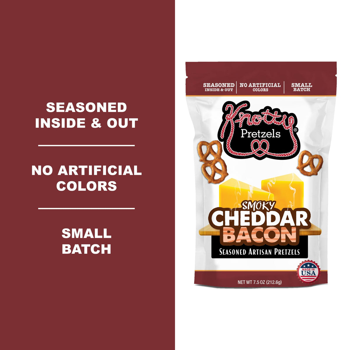 Knotty Pretzels Smoky Cheddar Bacon beer pairing idea with bold flavors.