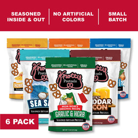 Knotty Pretzels Buffalo Wings flavor in a resealable bag, perfect for bold snacking during sports