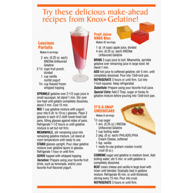 Knox gelatin mixed with juice makes a fruity, kid-friendly treat.