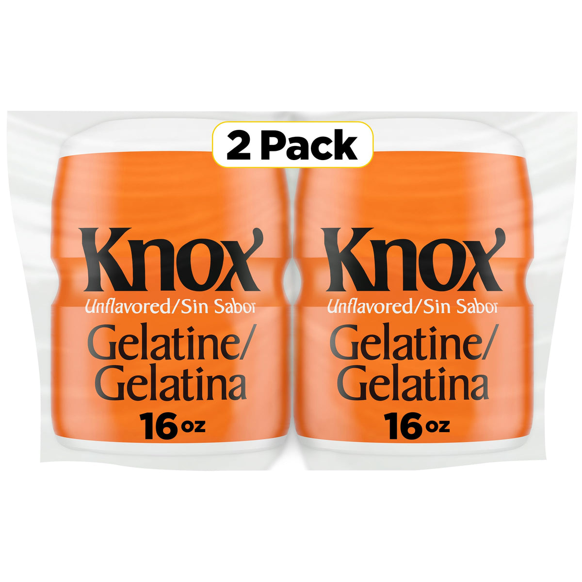 Knox unflavored gelatin 16 oz canister two-pack for versatile dessert preparation