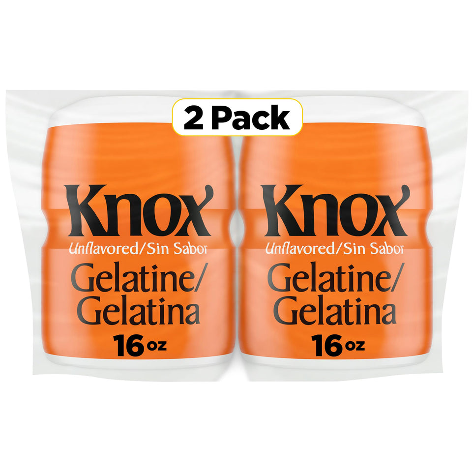 Knox unflavored gelatin 16 oz canister two-pack for versatile dessert preparation