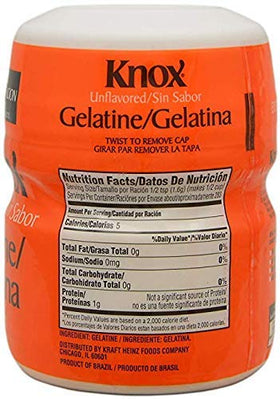 Knox unflavored gelatin powder ready to dissolve into recipes