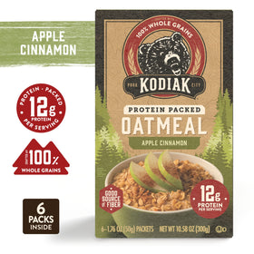 Kodiak Cakes Apple Cinnamon instant oatmeal packets for convenient on-the-go mornings.