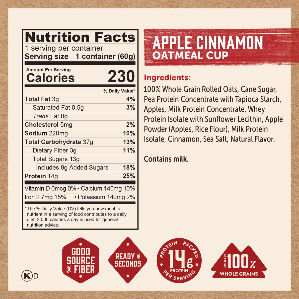 Kodiak Cakes Apple Cinnamon Oatmeal Cup on trail—convenient snack during adventures.