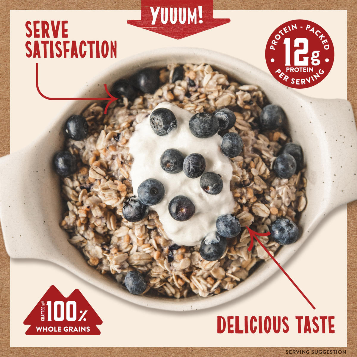 Kodiak Cakes Blueberries & Cream oatmeal bowl with blueberries visible