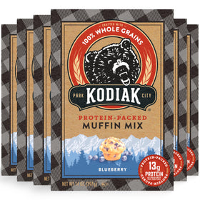 Kodiak Cakes Blueberry Muffin Mix six-pack ready for bakeable mornings.