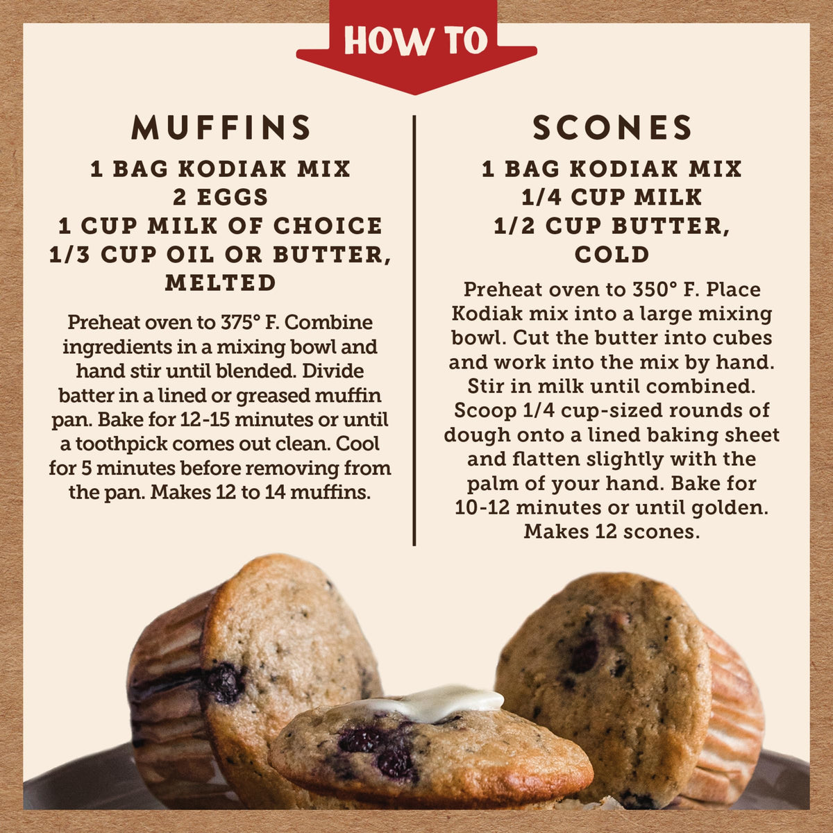 Kodiak Cakes Blueberry Muffin Mix six-pack display emphasizes value.