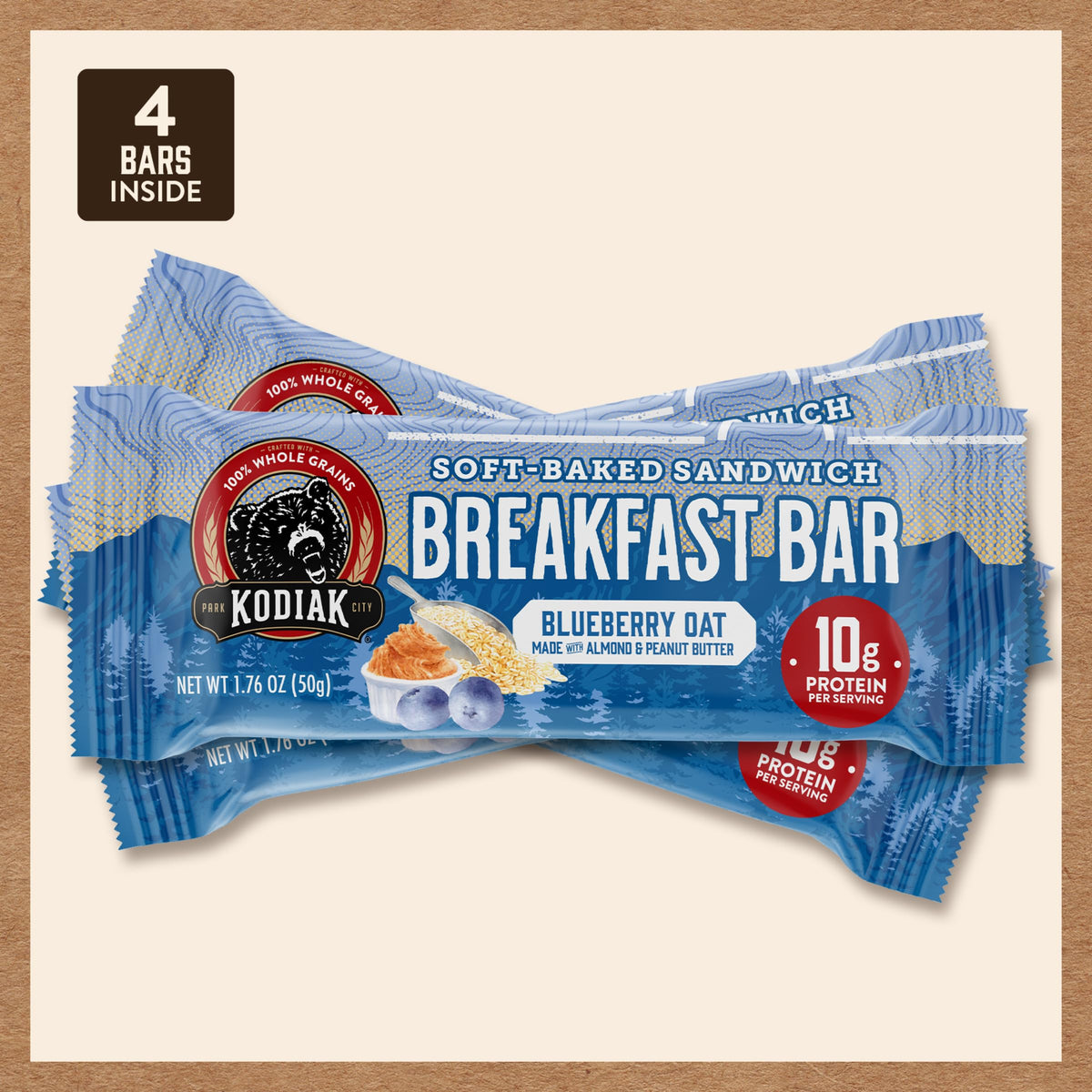 Kodiak Cakes Blueberry Oat Bar box set ready for pantry grab