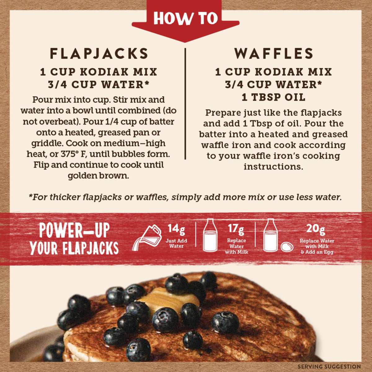 Kodiak Cakes waffles on a plate with syrup, protein-packed breakfast.