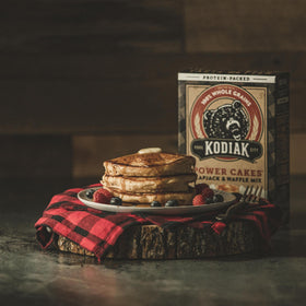 Eco-friendly Kodiak Cakes box made from recycled paper.