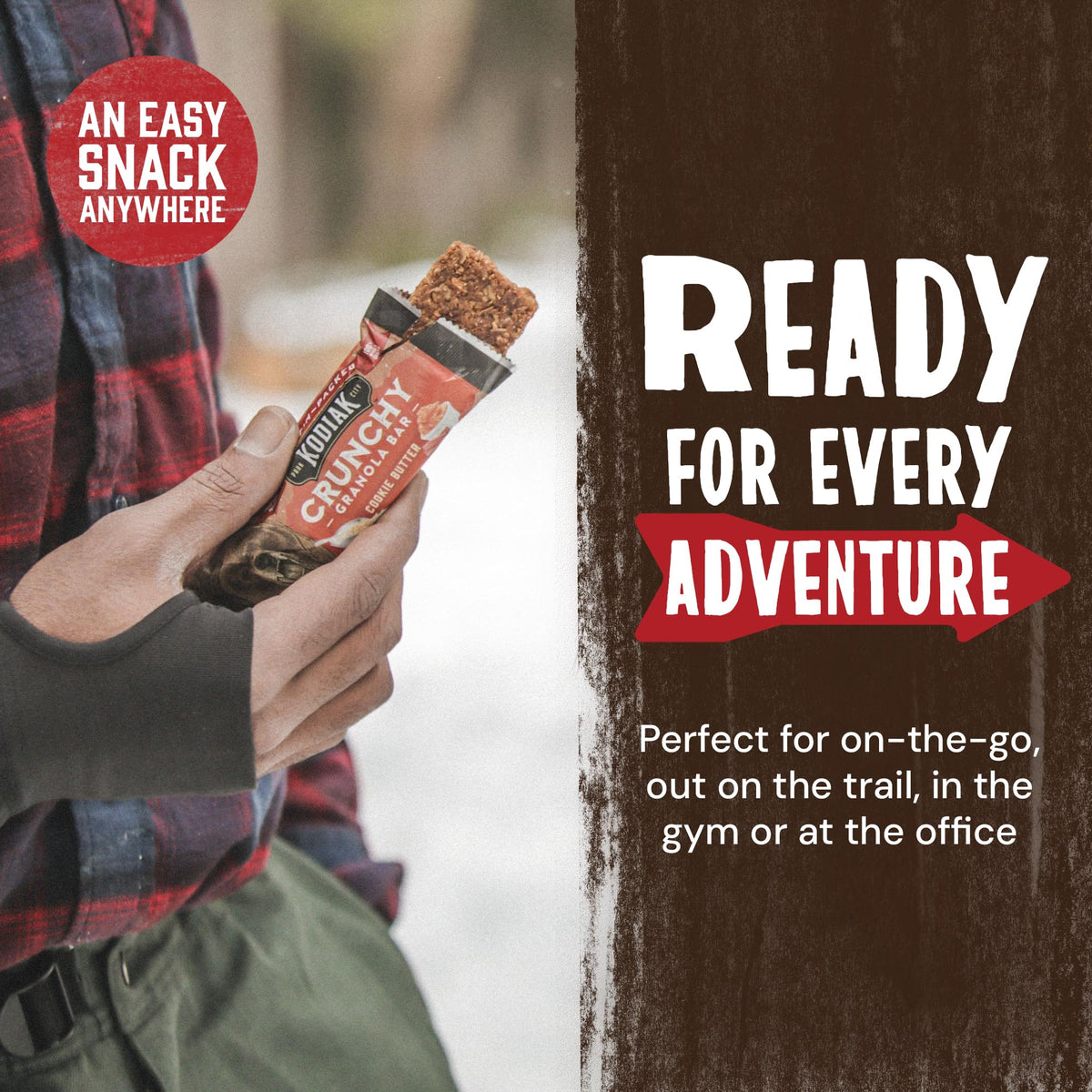 Grab-and-go serving of Kodiak Cakes cookie butter granola bar
