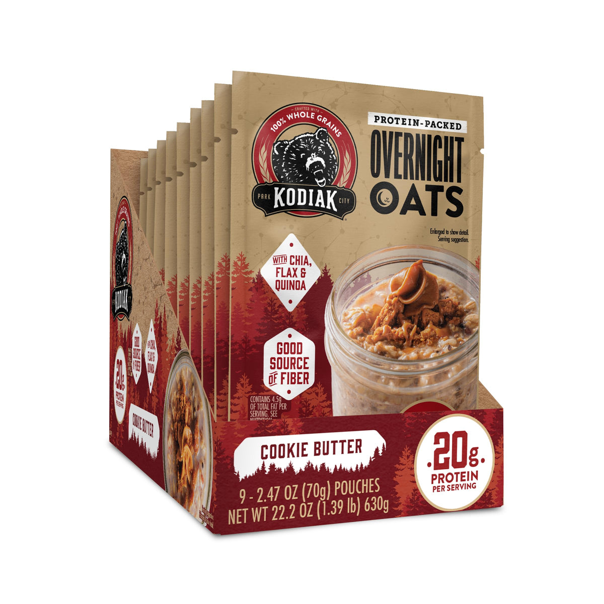 Kodiak Cakes Cookie Butter Overnight Oats pack, protein-packed morning option.