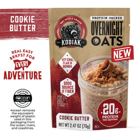 Kodiak Cakes overnight oats serving, convenient on-the-go breakfast boost.