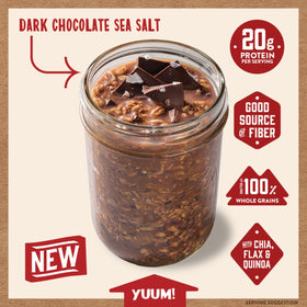 Kodiak Cakes Dark Chocolate Sea Salt whole grains for a hearty start.