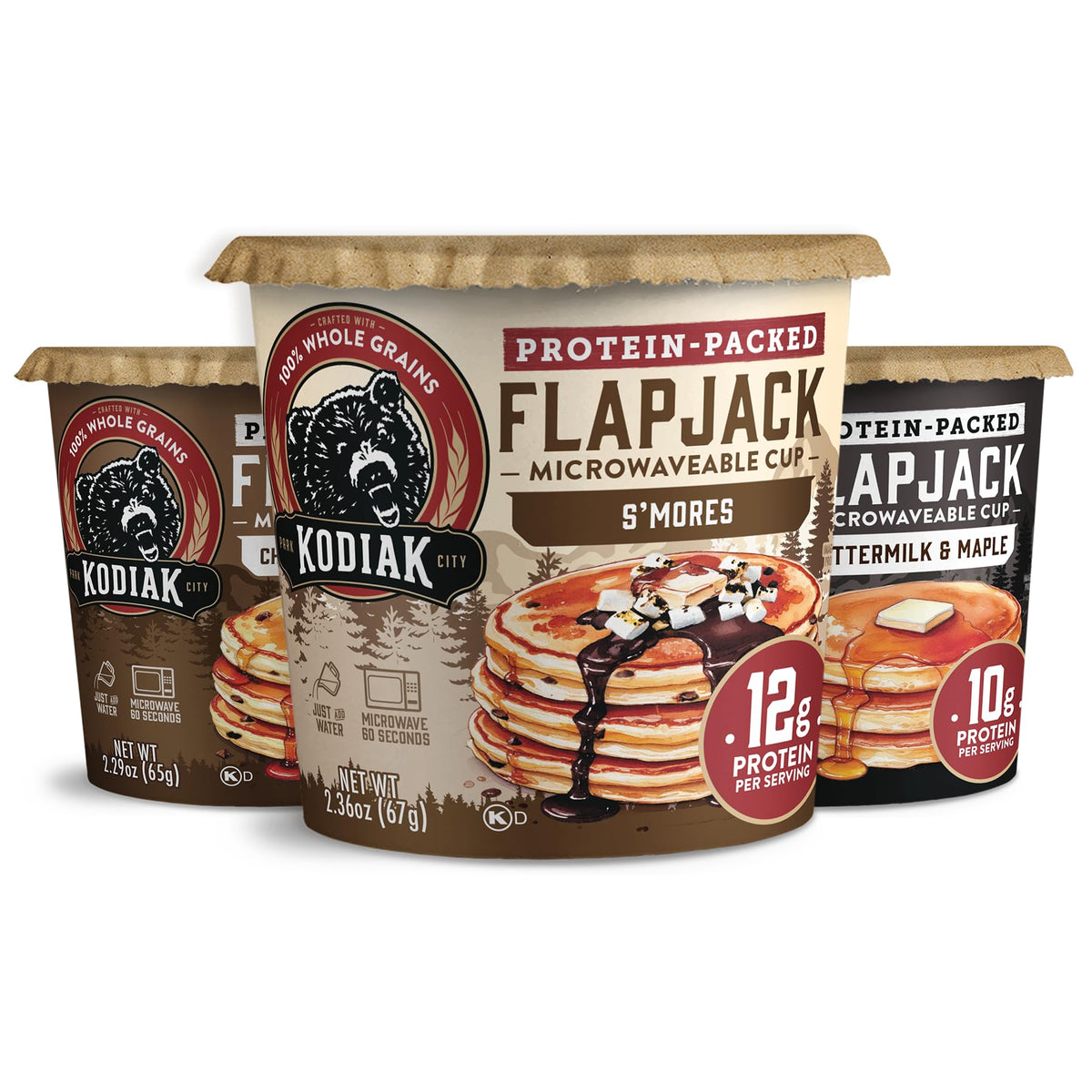 Kodiak Cakes flapjack cups in buttermilk flavor, quick protein breakfast option.