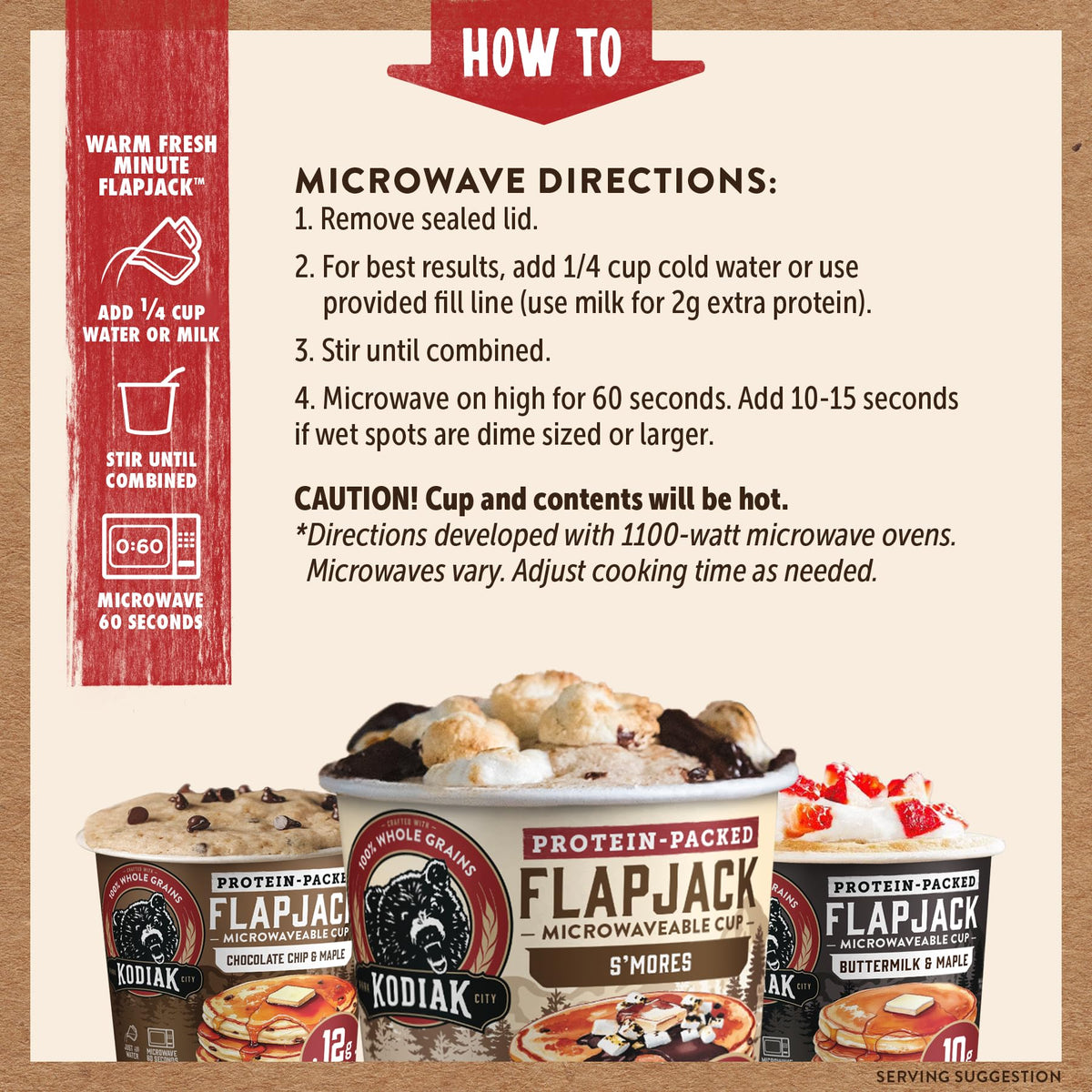 On-the-go setup of Kodiak Cakes flapjack cups, travel-friendly breakfast.