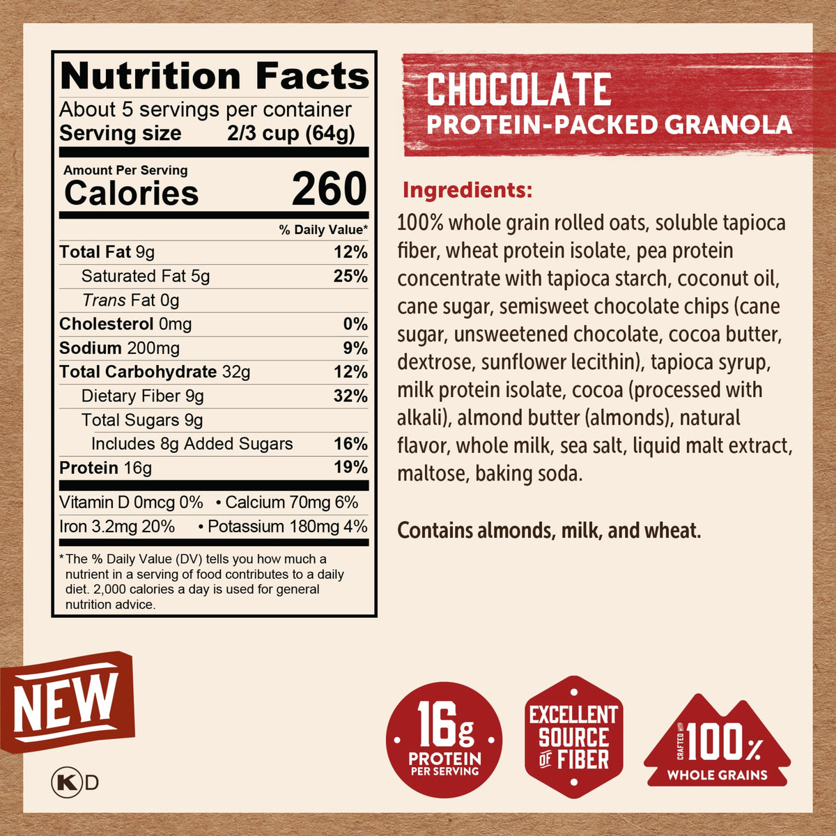 Kodiak Cakes Granola Chocolate on-the-go snack option with crunch.