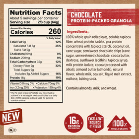 Kodiak Cakes Granola Chocolate on-the-go snack option with crunch.