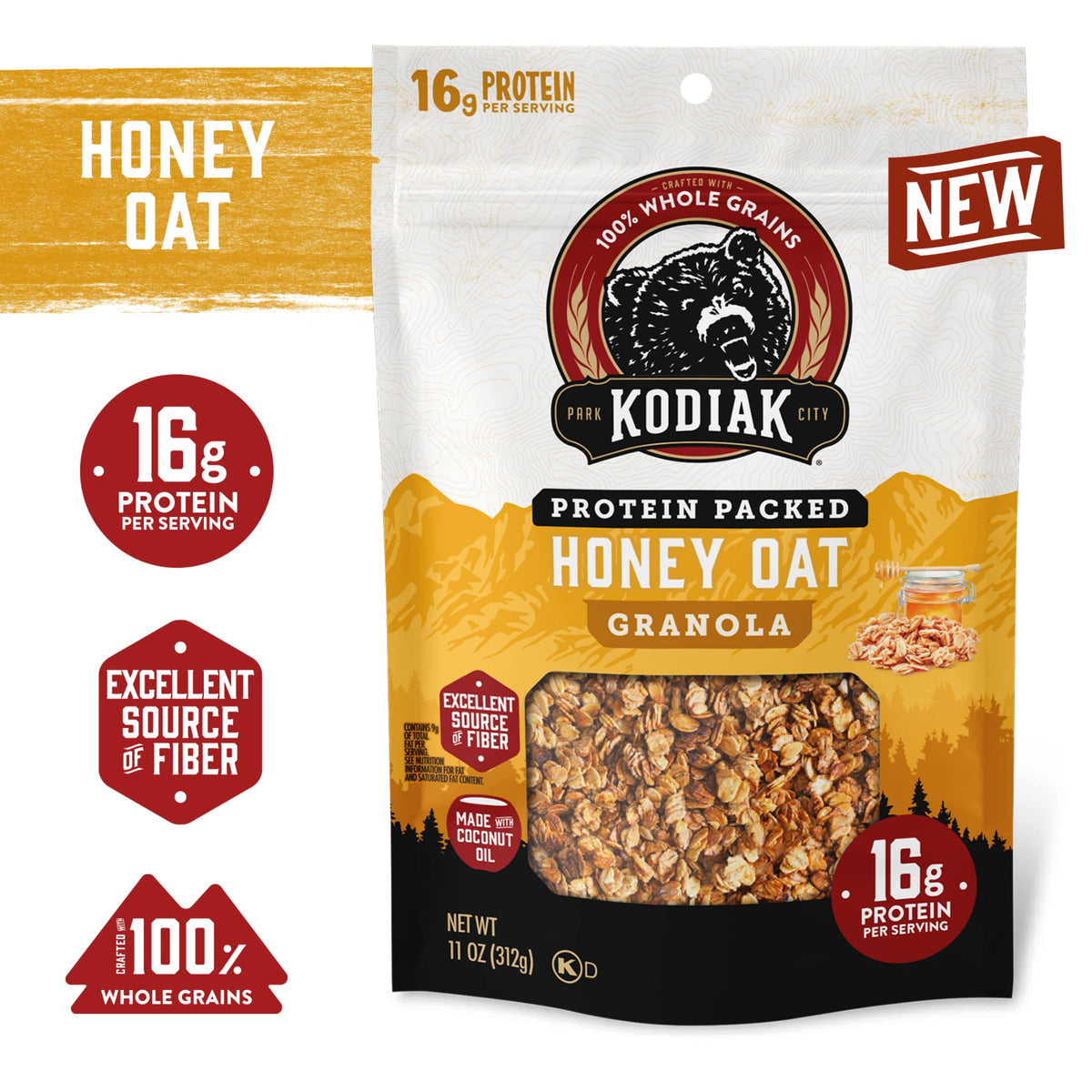 Kodiak Cakes granola honey oat bowl topping adds texture and fiber with yogurt