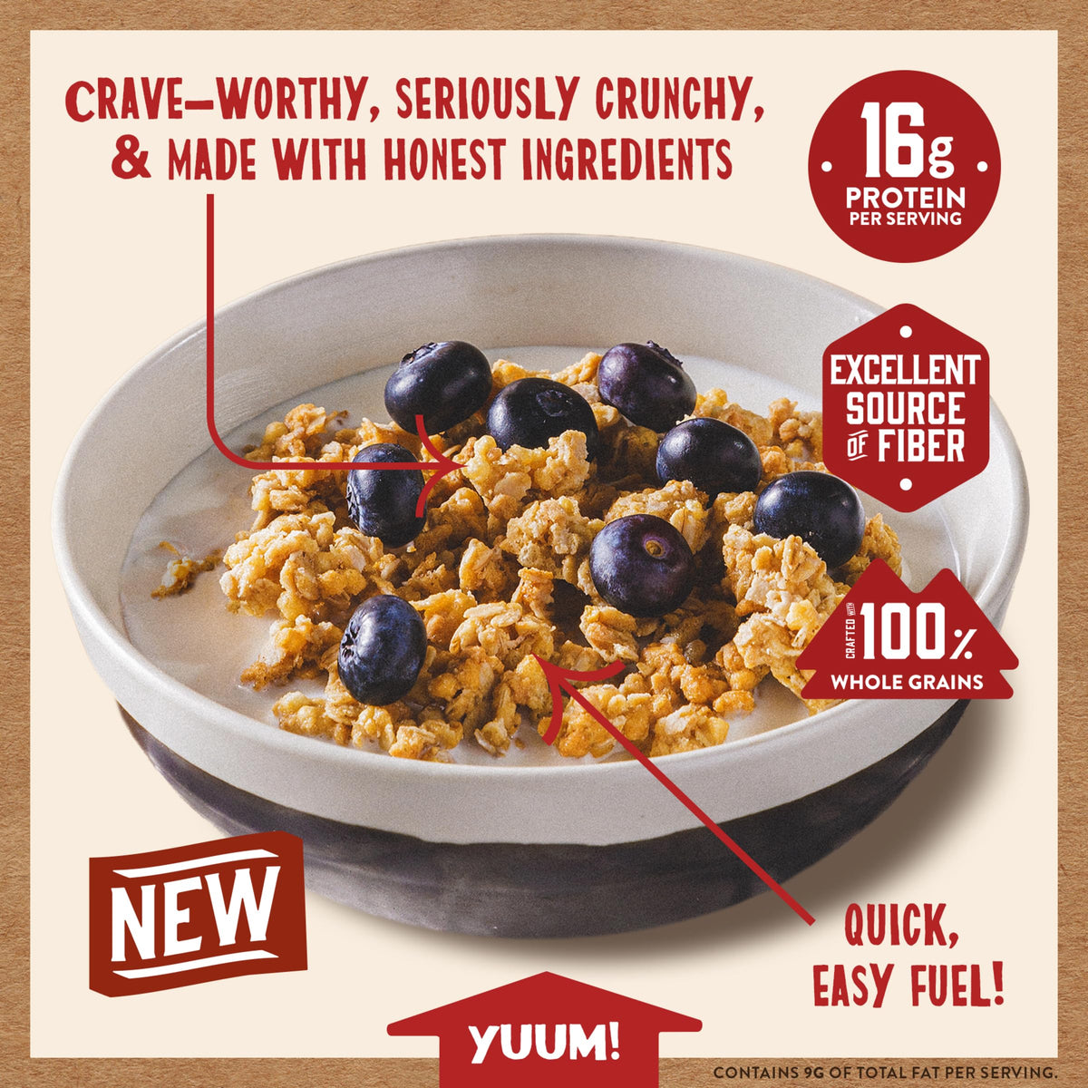 Kodiak Cakes granola honey oat serving provides a protein boost for activity days