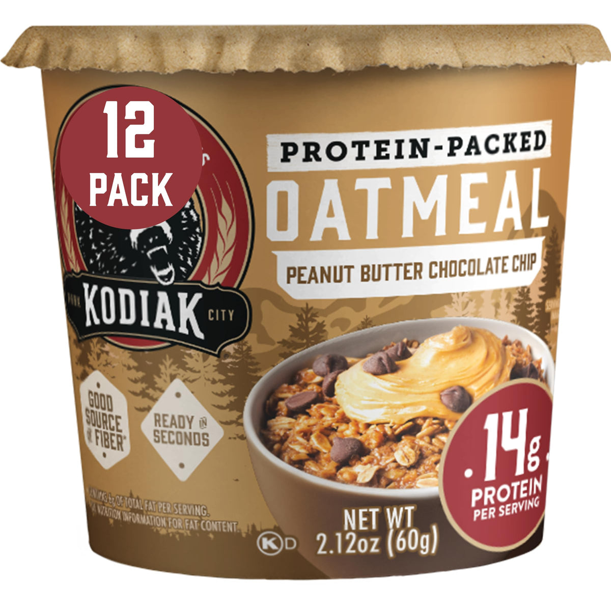 Kodiak Cakes Instant Oatmeal Cups with Peanut Butter Chocolate Chip, protein-packed breakfast on the go.