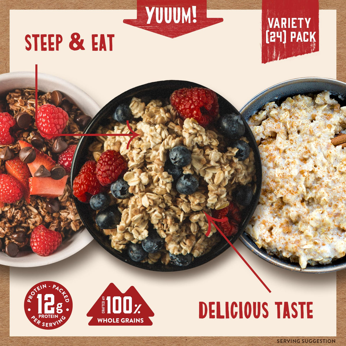 Kodiak Cakes instant oatmeal packaging box for easy pantry storage