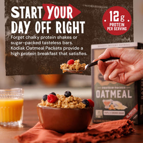 Kodiak Cakes Maple Brown Sugar Oatmeal packets ideal for protein-rich breakfasts on the go
