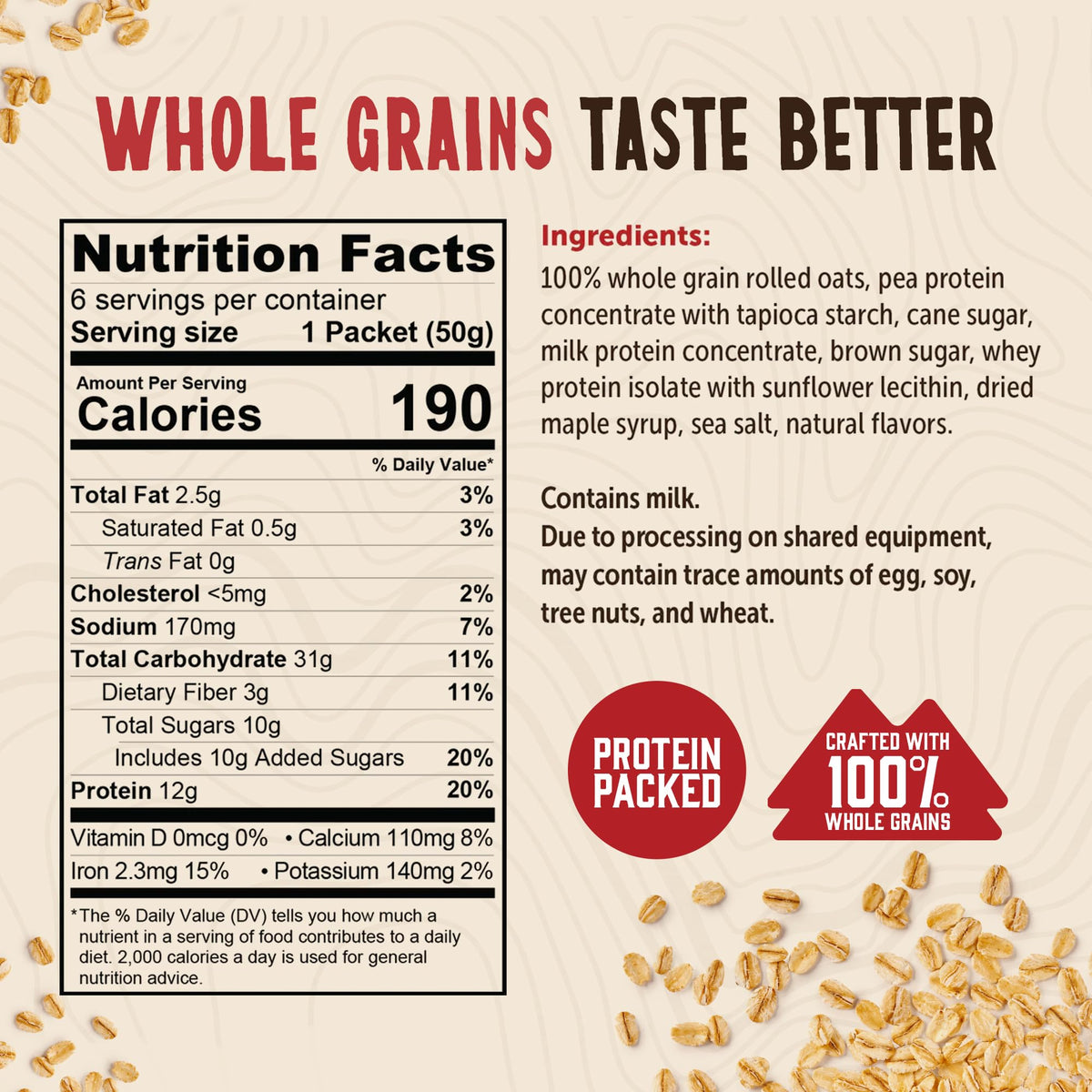 Stovetop prep for Kodiak Maple Brown Sugar Oatmeal: hot water steep 2–3 minutes