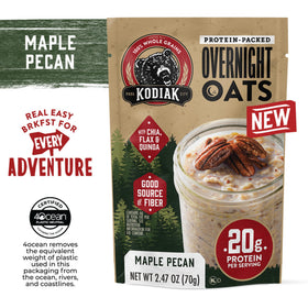 Close-up of oats, chia, flax, quinoa ingredients in Kodiak Cakes oats.